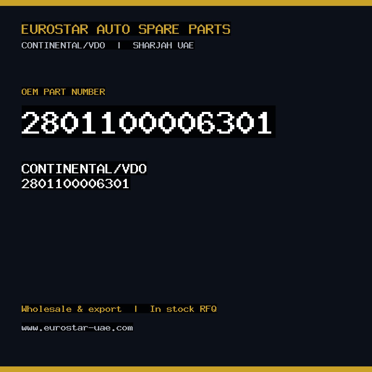CONTINENTAL/VDO 2801100006301