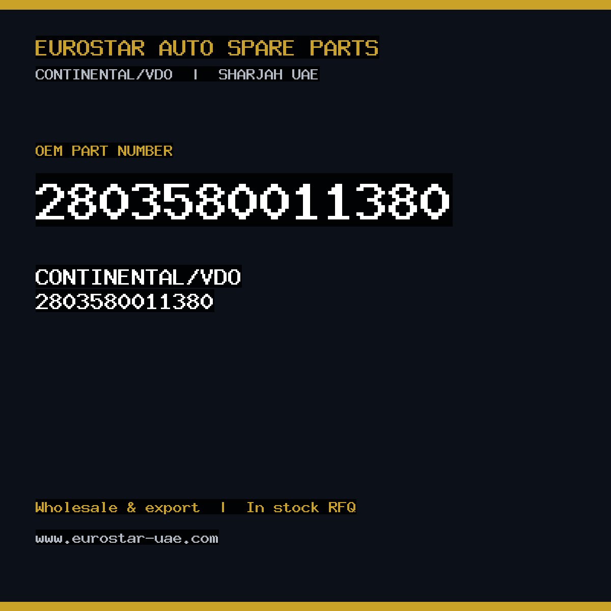 CONTINENTAL/VDO 2803580011380