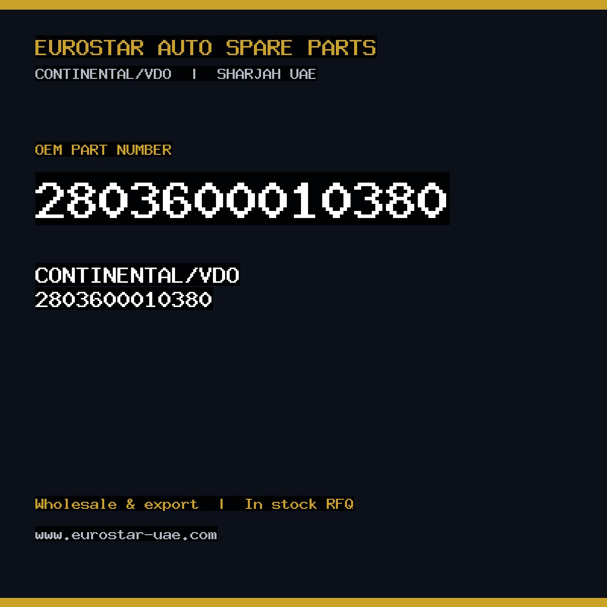 CONTINENTAL/VDO 2803600010380