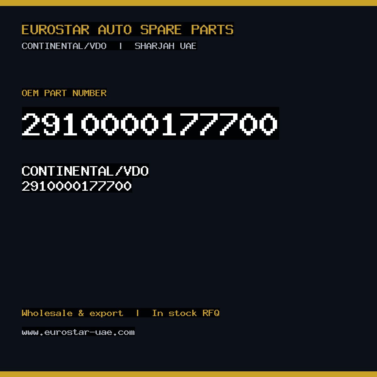 CONTINENTAL/VDO 2910000177700