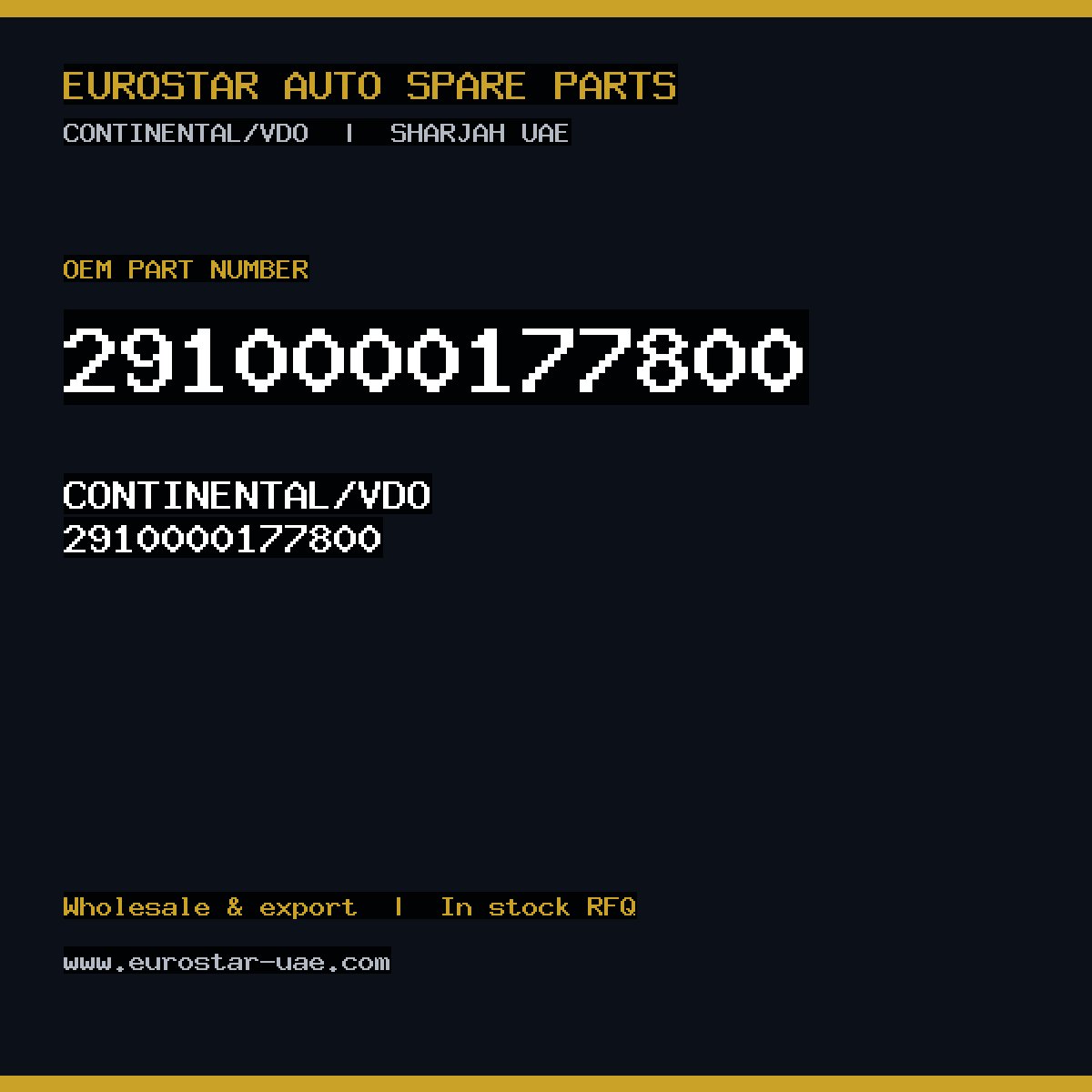 CONTINENTAL/VDO 2910000177800