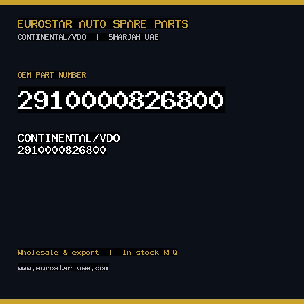 CONTINENTAL/VDO 2910000826800