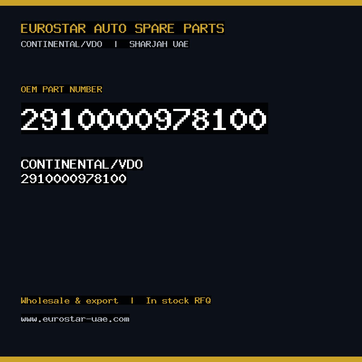 CONTINENTAL/VDO 2910000978100