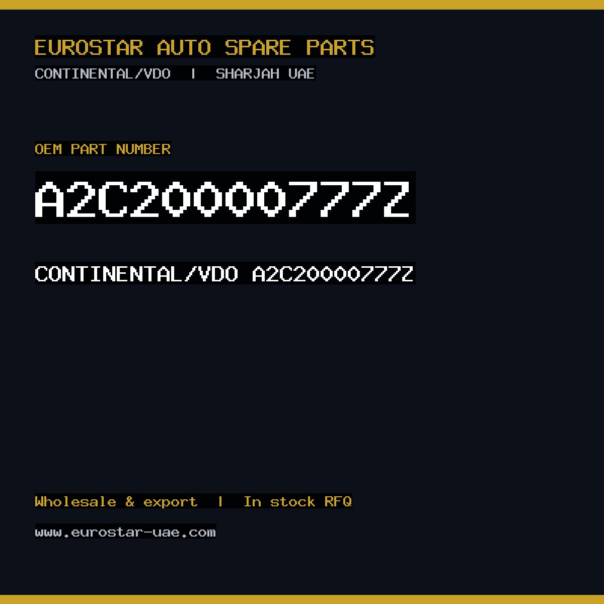 CONTINENTAL/VDO A2C20000777Z