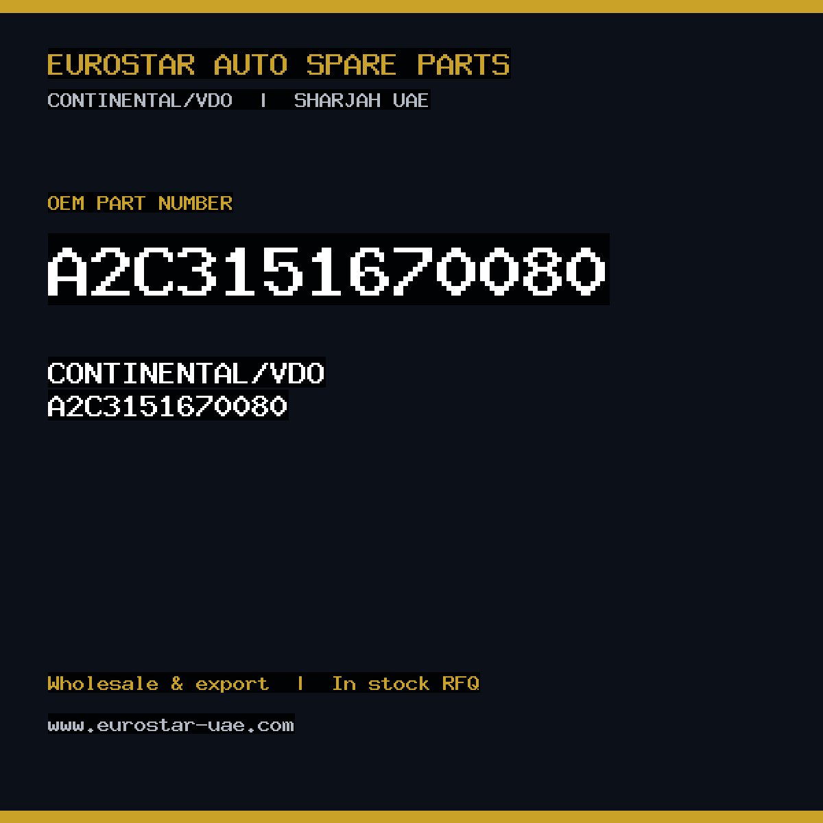 CONTINENTAL/VDO A2C3151670080